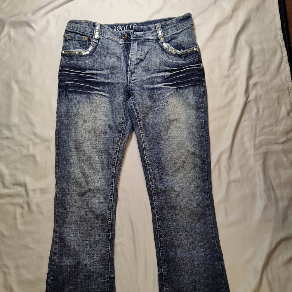 Apollo Jeans Women's Rhinestone Denim Jean Pants Size 7/8